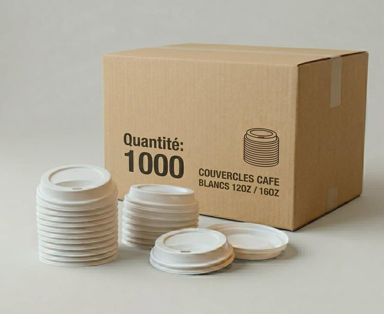 Couvercles blancs pour verres 12 oz 1000 unités – White lids for 12 oz paper cups 1000 count | Di Napoli Caffè