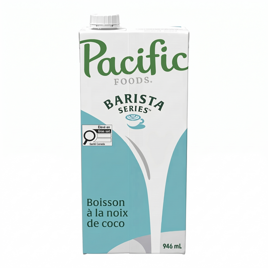 Brique de boisson à la noix de coco Pacific Foods Barista Series (946 ml) sur fond blanc
