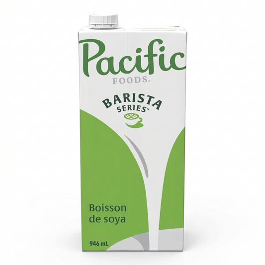 Brique de boisson de soya Pacific Foods Barista Series (946 ml) sur fond blanc