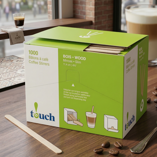 Boîte de 1000 bâtonnets à café en bois – Box of 1000 wooden coffee stirrers | Di Napoli Caffè