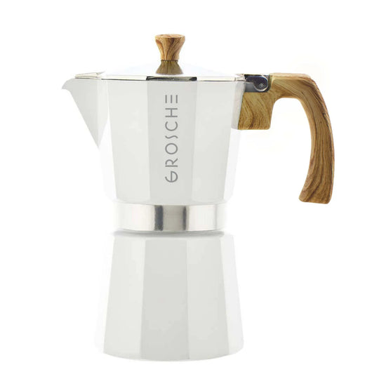 Cafetière moka blanche 6 tasses – White 6 cup stovetop moka pot | Di Napoli Caffè