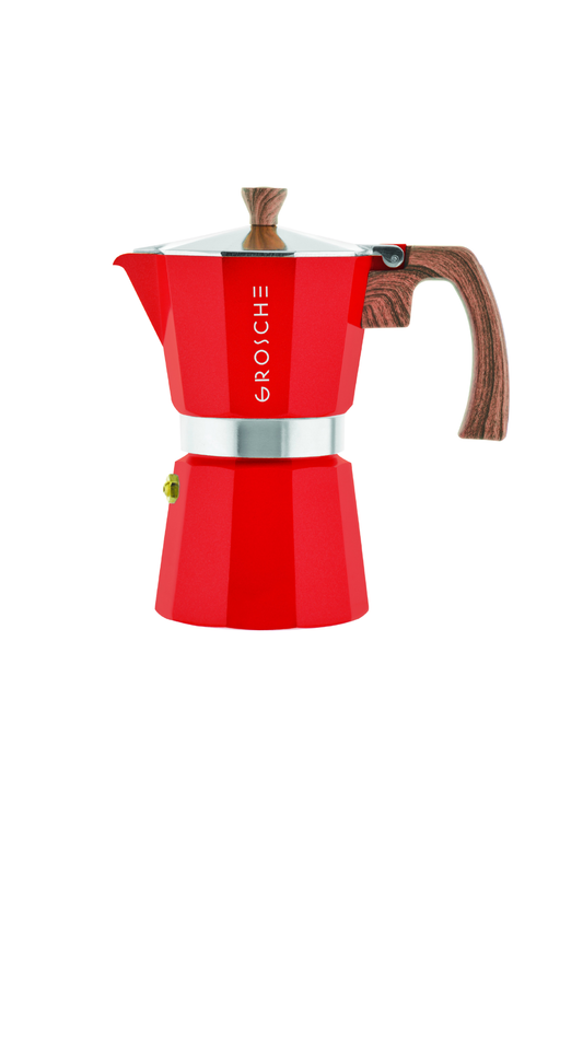 Cafetière moka rouge 6 tasses – Red 6 cup stovetop moka pot | Di Napoli Caffè