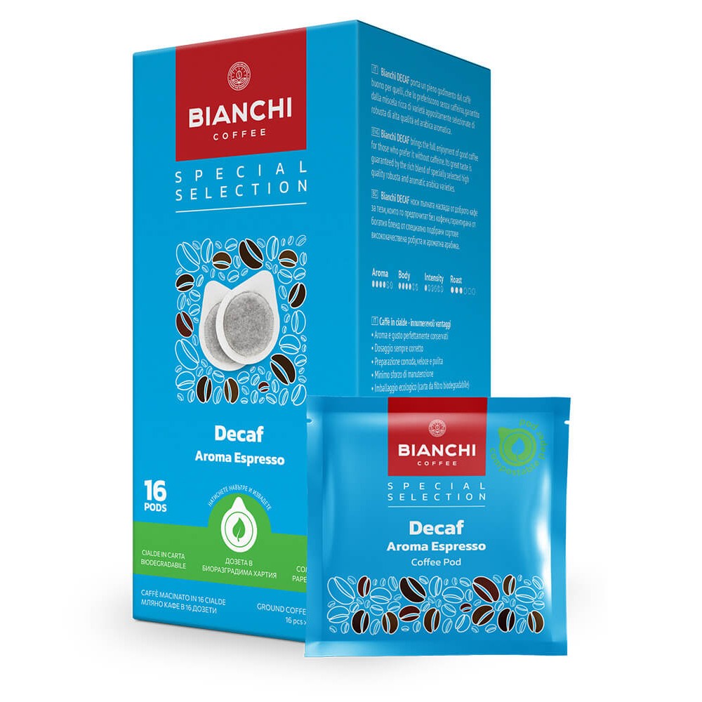 Dosettes ESE Bianchi Aroma Espresso décaféiné boîte – Bianchi Aroma Espresso decaf ESE pods box | Di Napoli Caffè