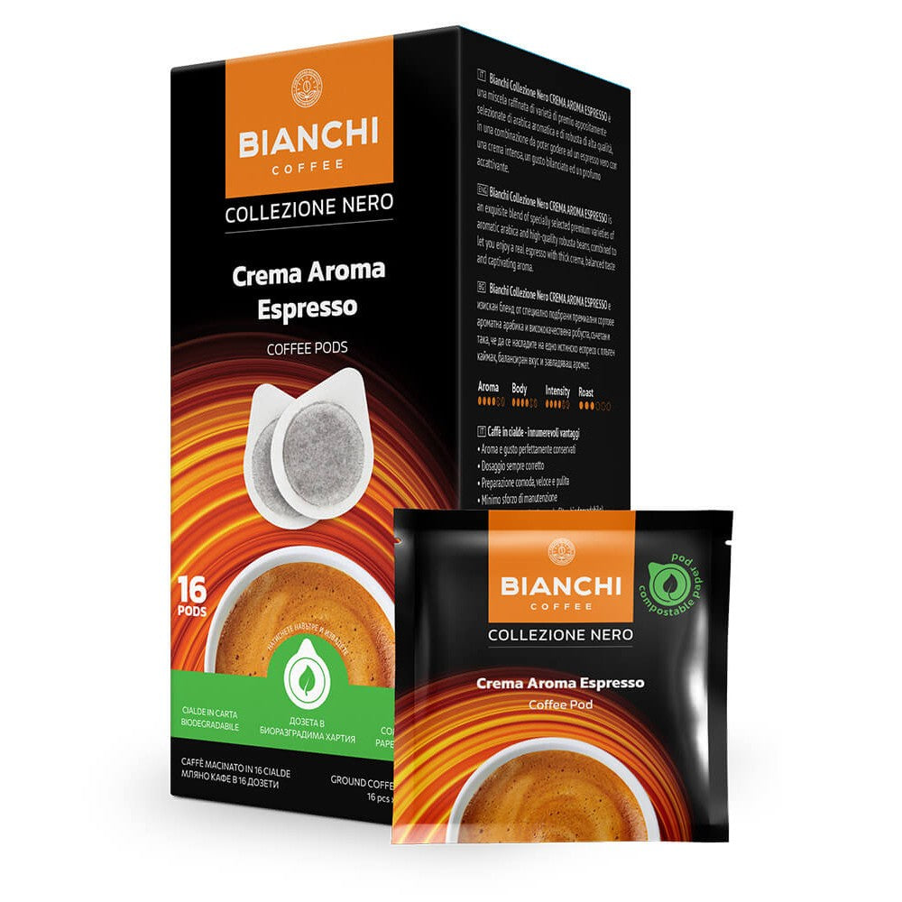 Dosettes ESE Bianchi Nero Crema Aroma boîte de 16 – Bianchi Nero Crema Aroma ESE pods box of 16 | Di Napoli Caffè