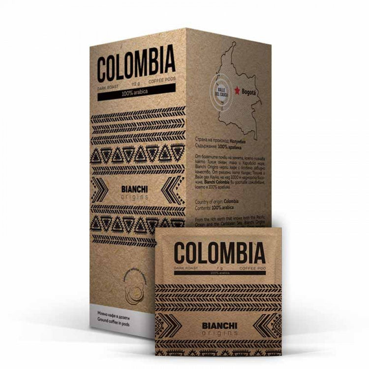 Dosettes ESE Bianchi Origins Colombia boîte – Bianchi Origins Colombia ESE coffee pods box | Di Napoli Caffè