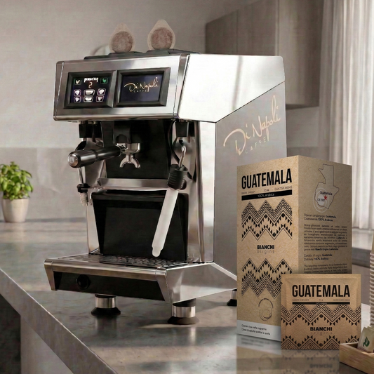 Dosettes ESE Bianchi Origins Guatemala avec machine espresso – Bianchi Origins Guatemala ESE pods with espresso machine | Di Napoli Caffè