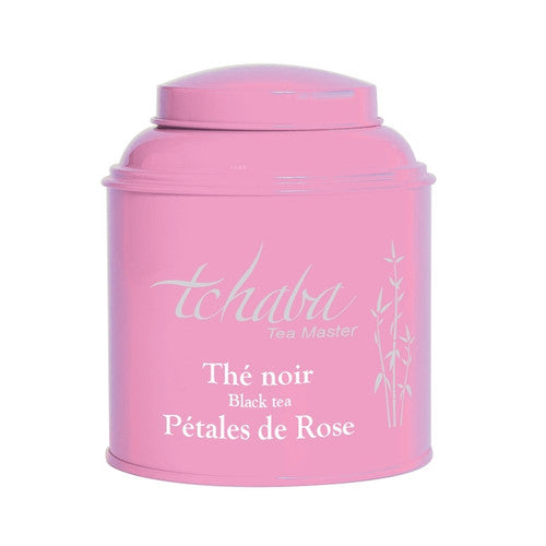 Boîte de thé noir Tchaba Pétales de Rose rose, sur fond blanc