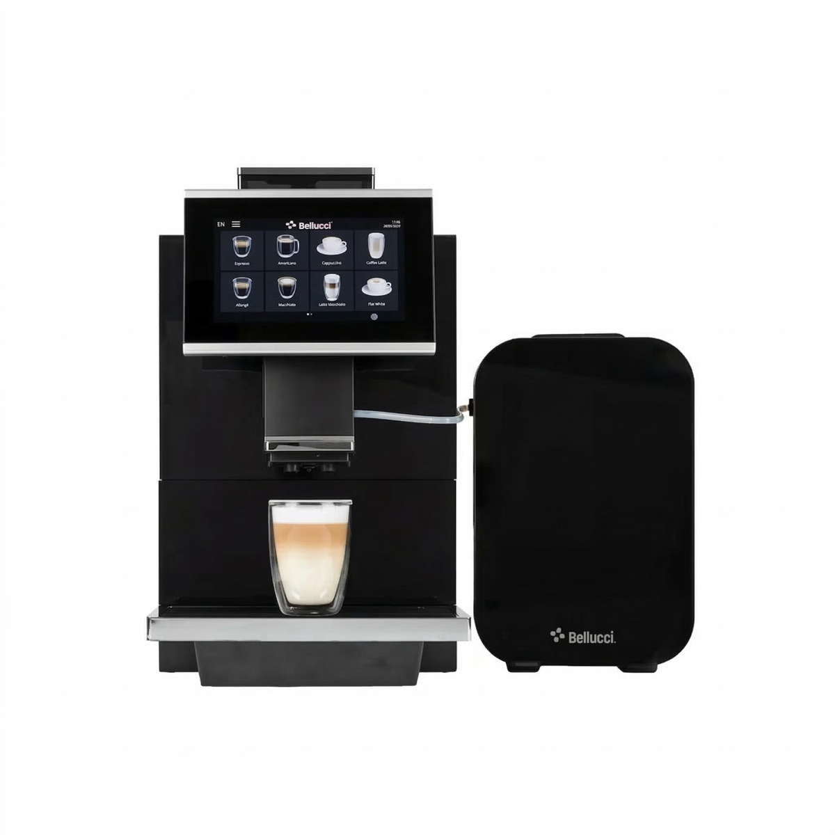 Machine Bellucci Bistro Pro préparant un latte – Bellucci Bistro Pro making a latte | Di Napoli Caffè