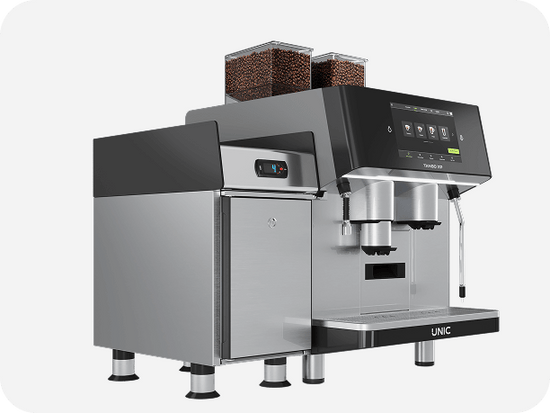 Machine à café automatique Unic Tango XP Duo 2 trémies avec frigo à lait – Unic Tango XP Duo 2 hoppers with milk fridge | Di Napoli Caffè