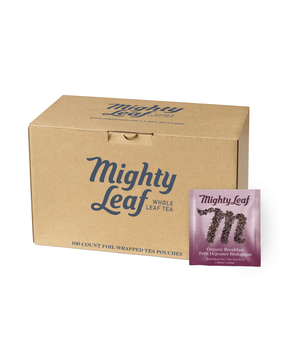 Mighty Leaf — Thé noir petit déjeuner biologique, caisse de 100 sachets