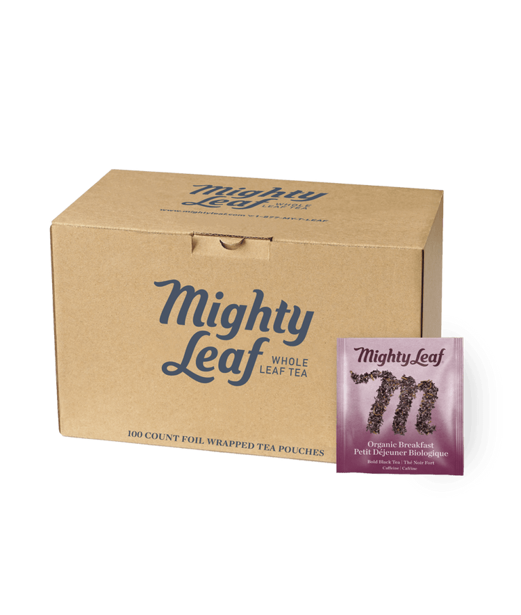 Mighty Leaf — Thé noir petit déjeuner biologique, caisse de 100 sachets
