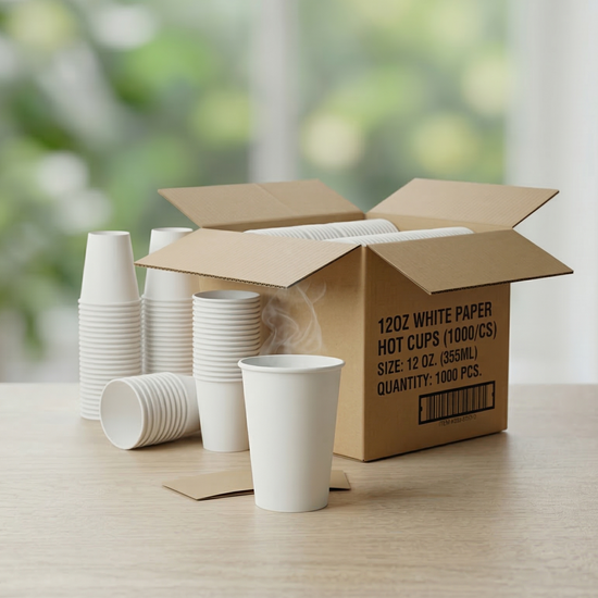 Boîte de 1000 verres en carton blancs 12 oz – Box of 1000 white 12 oz paper cups | Di Napoli Caffè