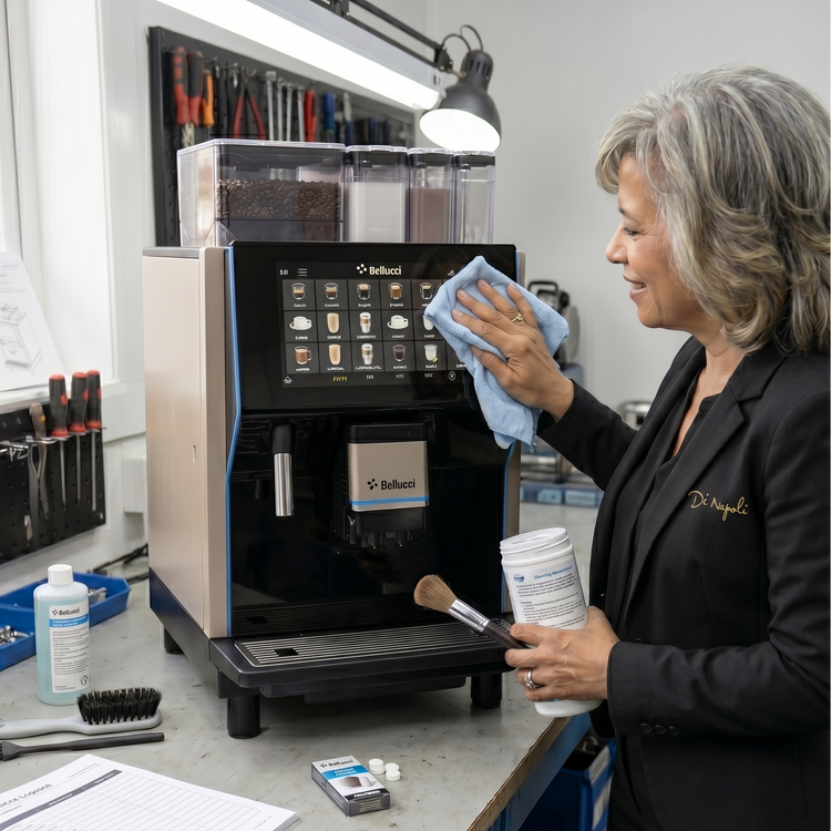 Visite technique nettoyage en profondeur machine à café par Amina – Deep cleaning technical service visit for coffee machine by Amina | Di Napoli Caffè